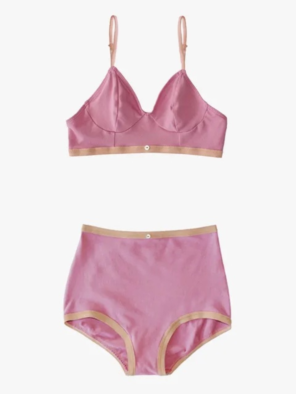 Botanica Workshop Soft Pink Cotton Bralette & High-Waist Brief Set